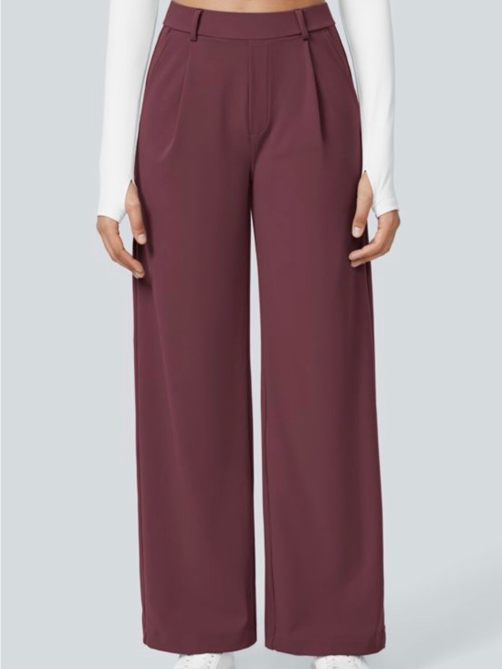 HALARA Wide-Leg High-Rise Pants in Burgundy